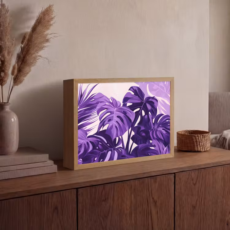 Lightbox - Wandlamp - Bladeren - Paars - Tropisch - Abstract — 4