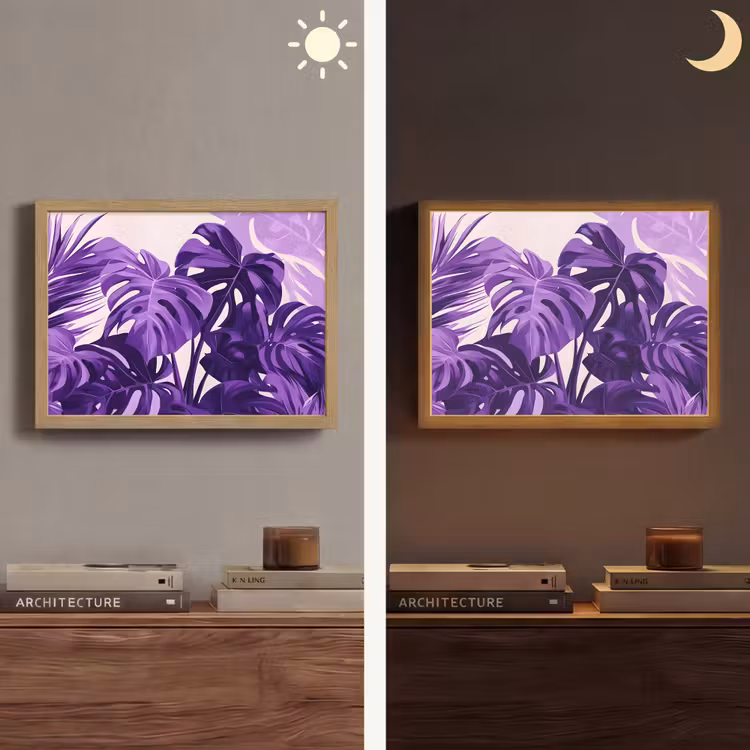 Lightbox - Wandlamp - Bladeren - Paars - Tropisch - Abstract — 6
