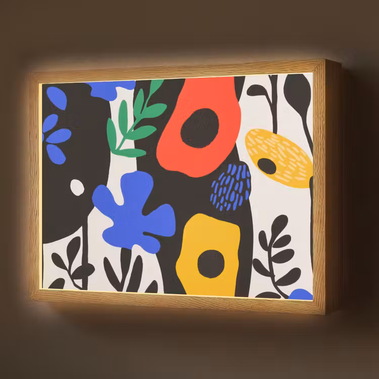 Lightbox - Wandlamp - Bloemen - Bladeren - Abstract - Zwart — 1