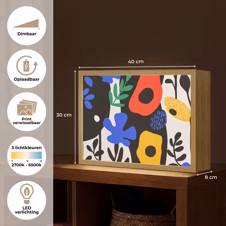 Lightbox - Wandlamp - Bloemen - Bladeren - Abstract - Zwart — 10