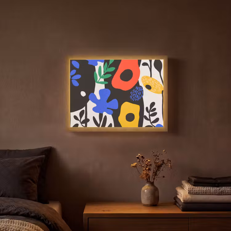 Lightbox - Wandlamp - Bloemen - Bladeren - Abstract - Zwart — 3