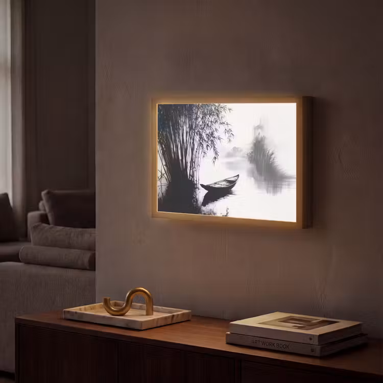 Lightbox - Wandlamp - Boot - Rivier - Bamboe - Wit — 2