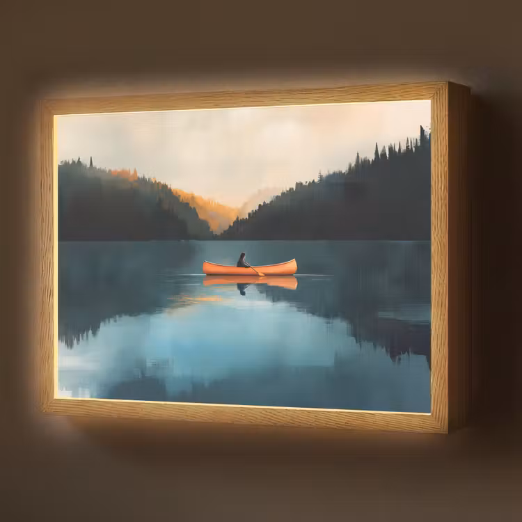 Lightbox - Wandlamp - Bossen - Meer - Kano - Oranje — 1