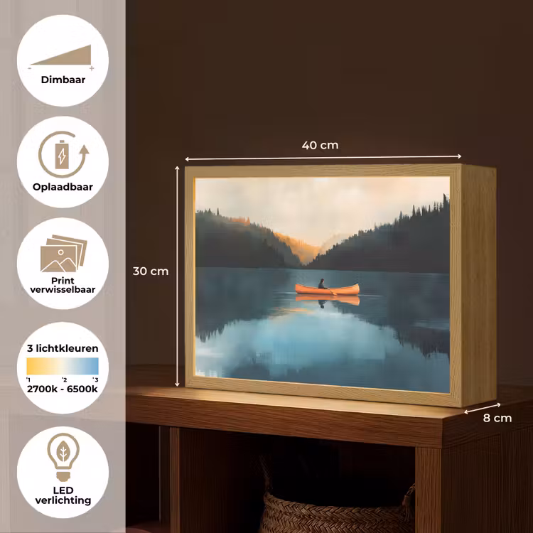 Lightbox - Wandlamp - Bossen - Meer - Kano - Oranje — 10