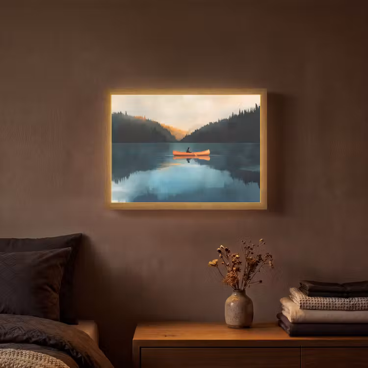 Lightbox - Wandlamp - Bossen - Meer - Kano - Oranje — 3