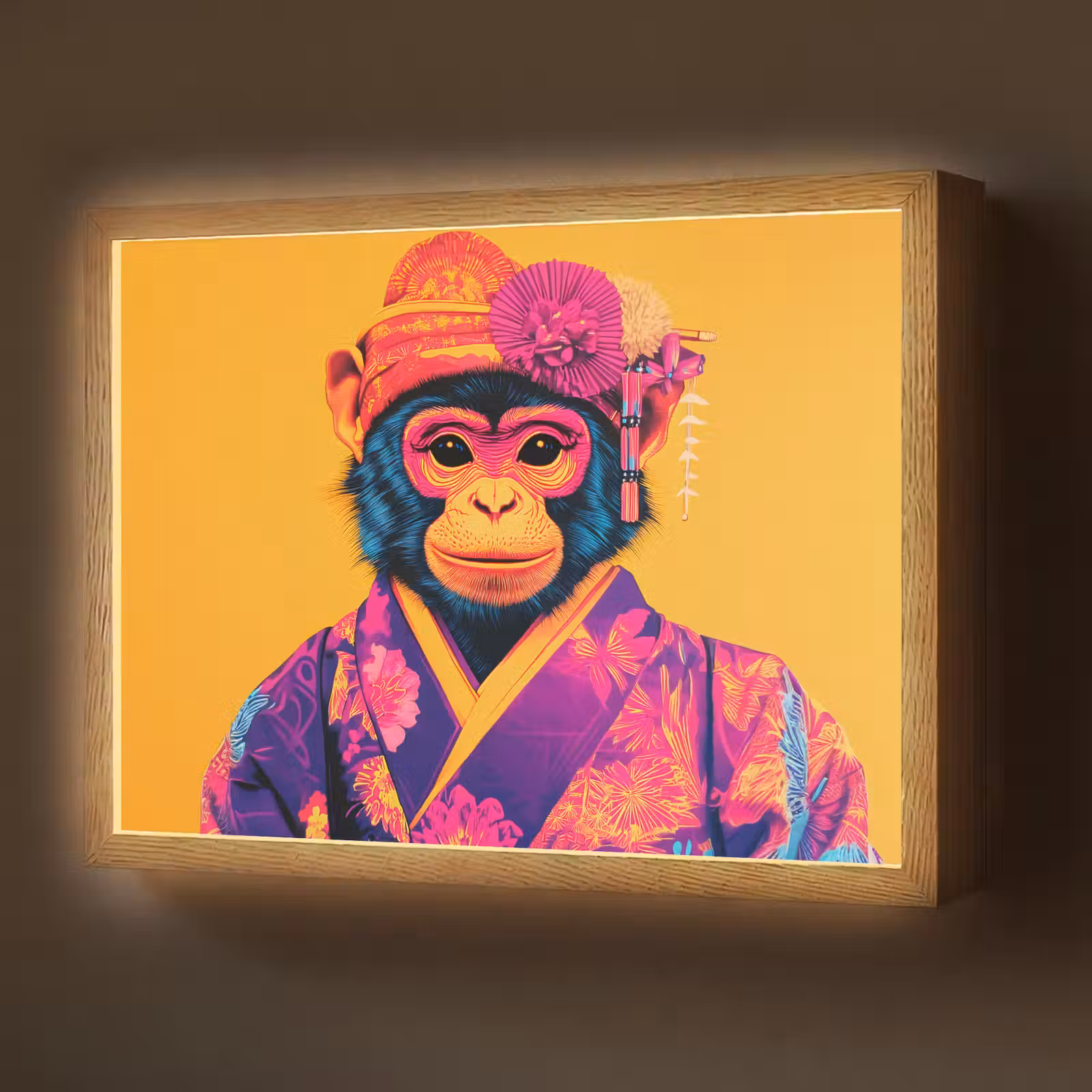 Lightbox - Wandlamp - Aap - Kimono - Bloemen - Hoofdtooi — 1