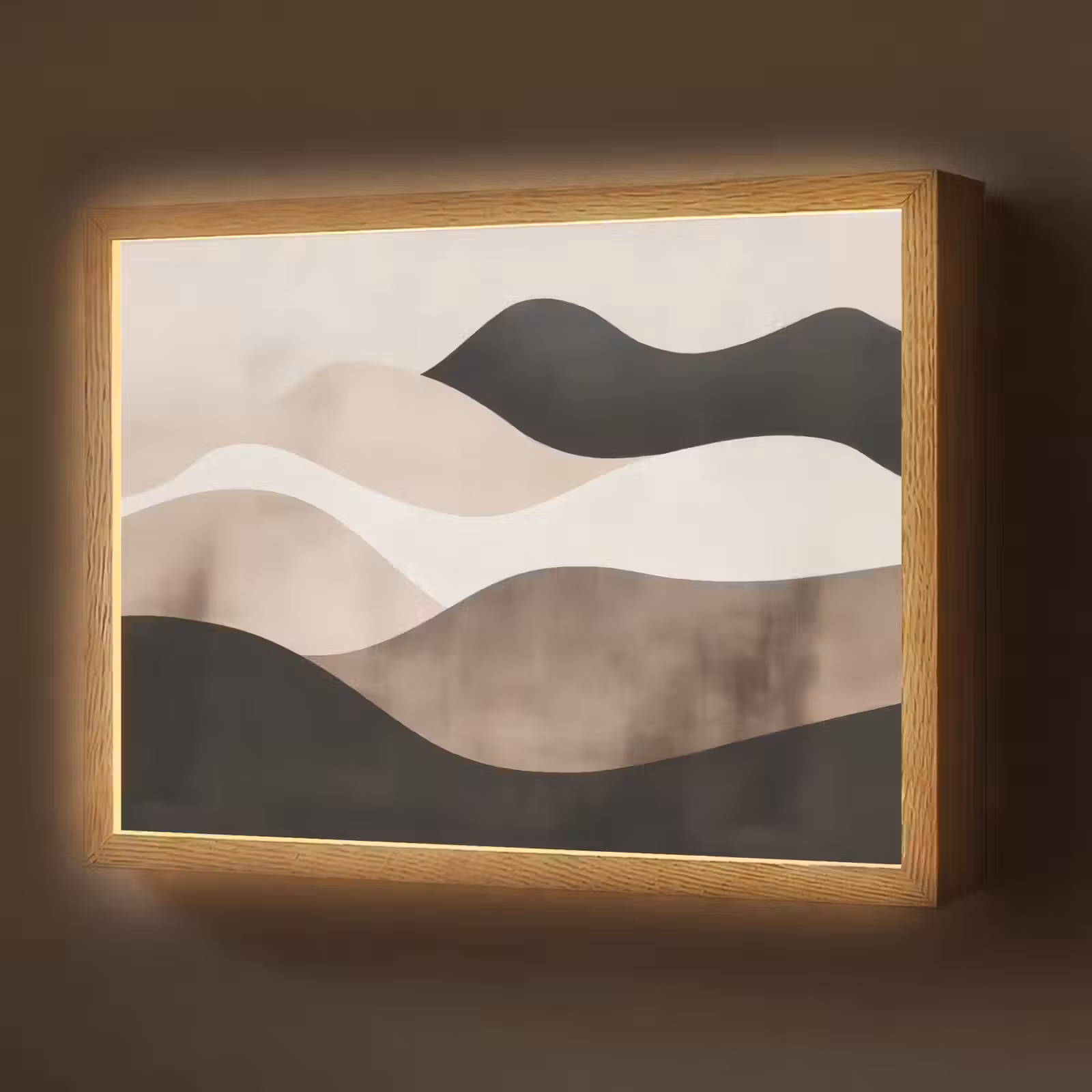 Lightbox - Wandlamp - Abstract - Landschap - Golven - Crèmekleur — 1