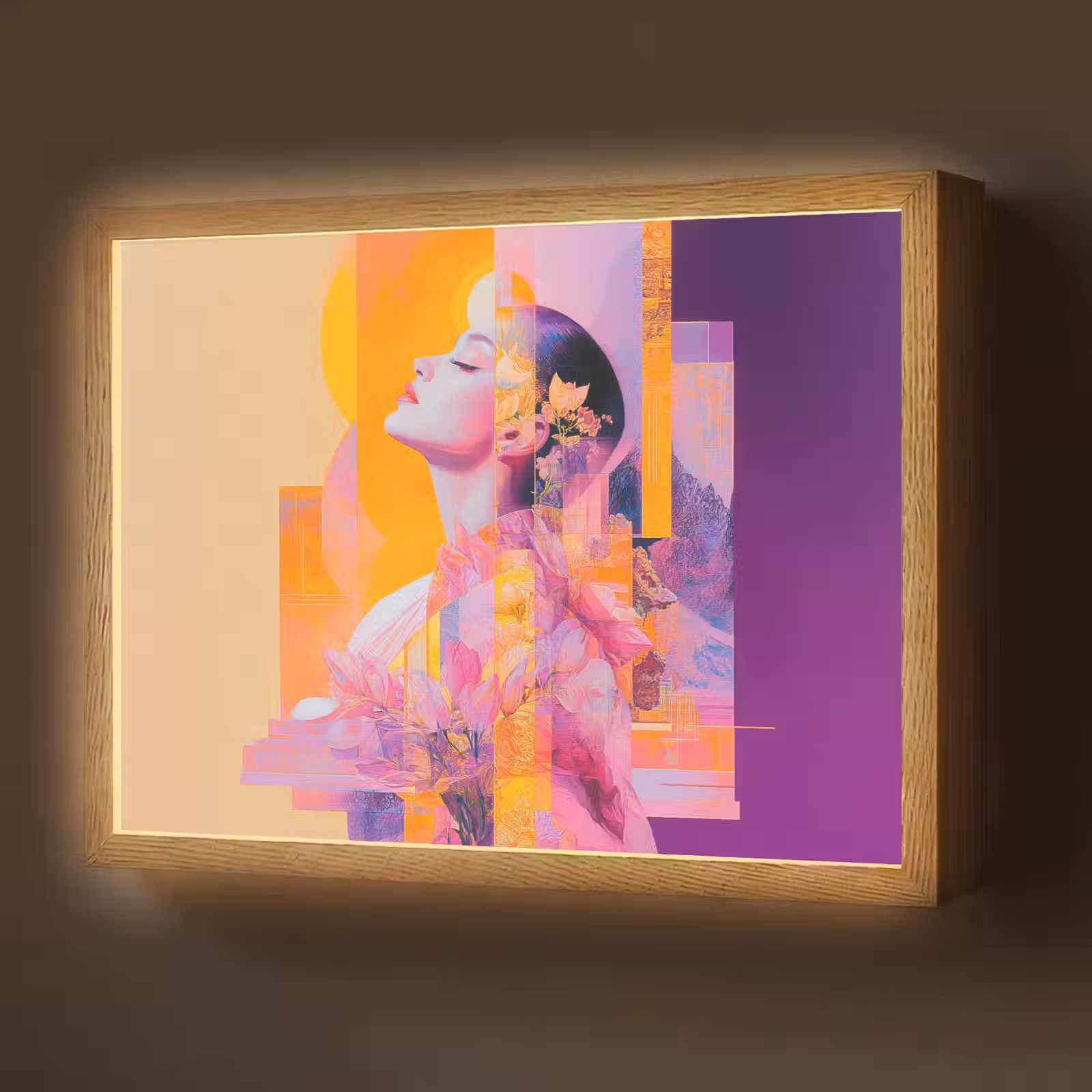 Lightbox - Wandlamp - Abstract - Portret - Vrouw - Kleurrijk — 1