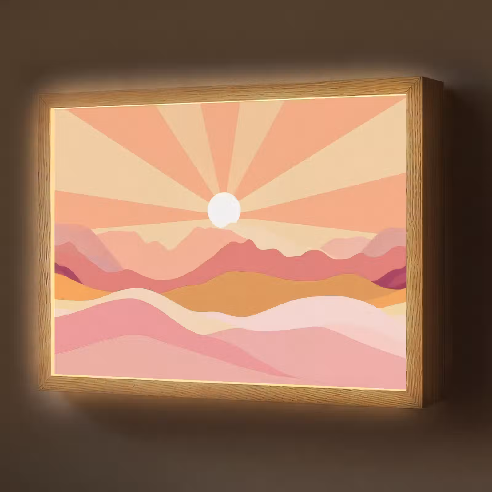Lightbox - Wandlamp - Bergen - Abstract - Zonnestralen - Roze — 1