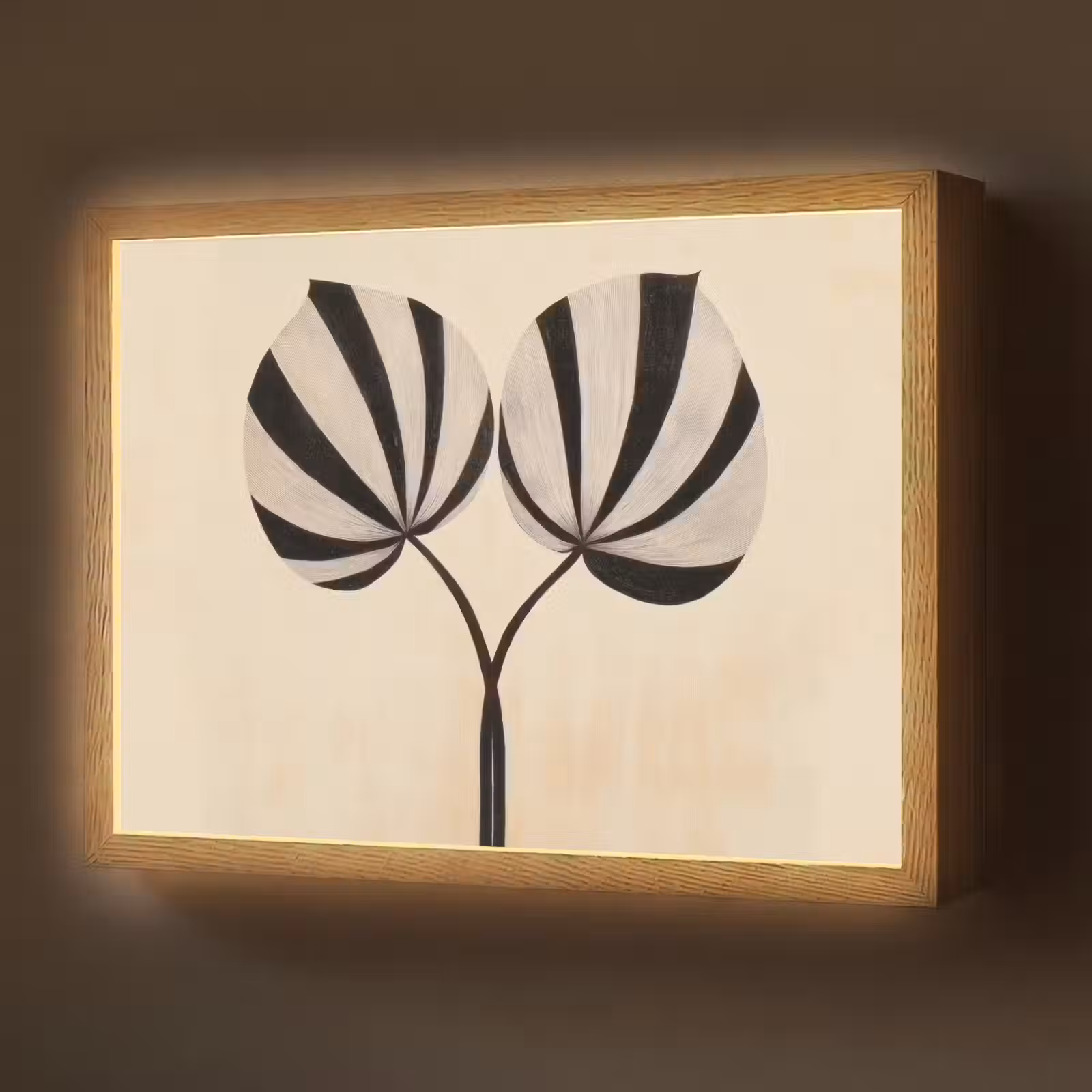 Lightbox - Wandlamp - Bladeren - Gestreept - Stengel - Beige — 1