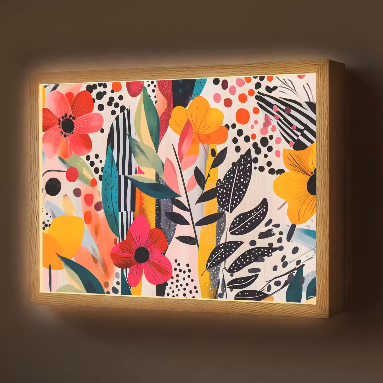 Lightbox - Wandlamp - Bloemen - Bladeren - Abstract - Kleurrijk — 1