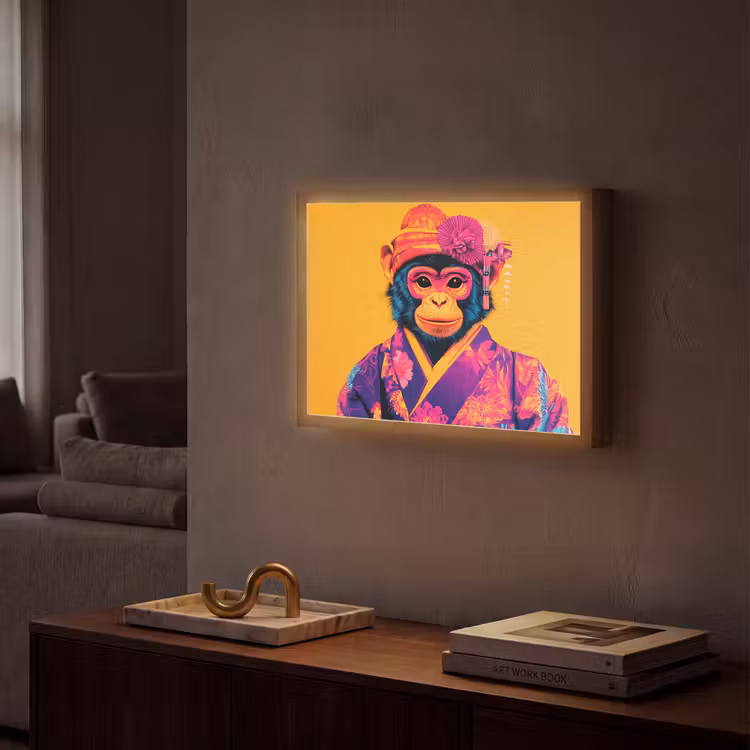 Lightbox - Wandlamp - Aap - Kimono - Bloemen - Hoofdtooi — 2