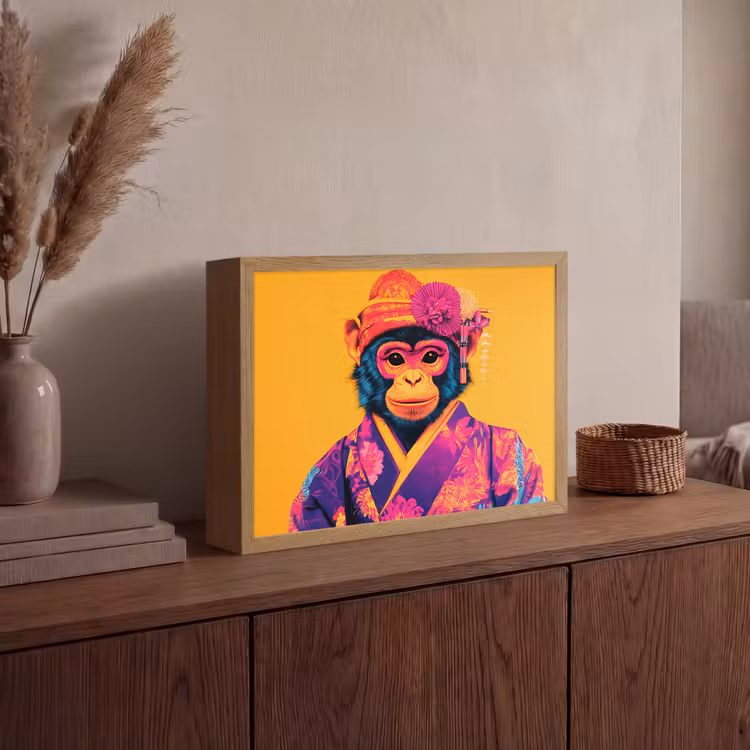 Lightbox - Wandlamp - Aap - Kimono - Bloemen - Hoofdtooi — 4