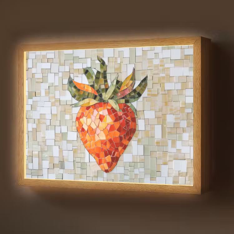Lightbox - Wandlamp - Aardbei - Rood - Mozaïek - Fruit — 1