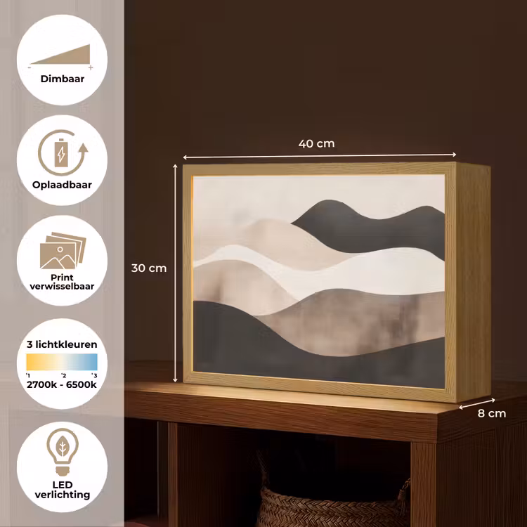 Lightbox - Wandlamp - Abstract - Landschap - Golven - Crèmekleur — 10