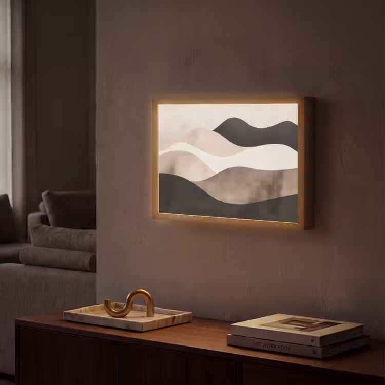 Lightbox - Wandlamp - Abstract - Landschap - Golven - Crèmekleur — 2