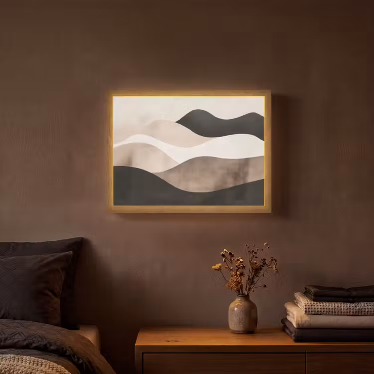Lightbox - Wandlamp - Abstract - Landschap - Golven - Crèmekleur — 3