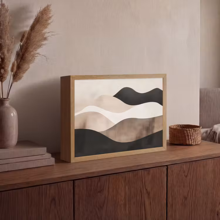 Lightbox - Wandlamp - Abstract - Landschap - Golven - Crèmekleur — 4