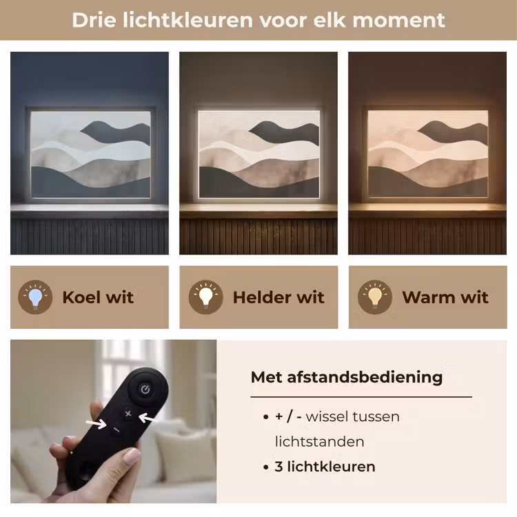 Lightbox - Wandlamp - Abstract - Landschap - Golven - Crèmekleur — 8