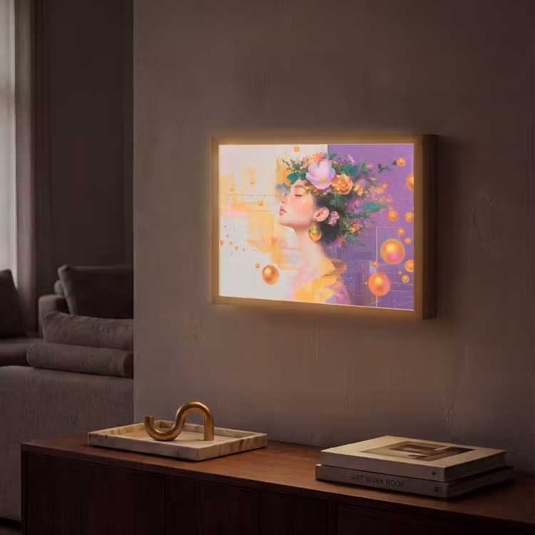 Lightbox - Wandlamp - Abstract - Vrouw - Bloemenkroon - Goud — 2