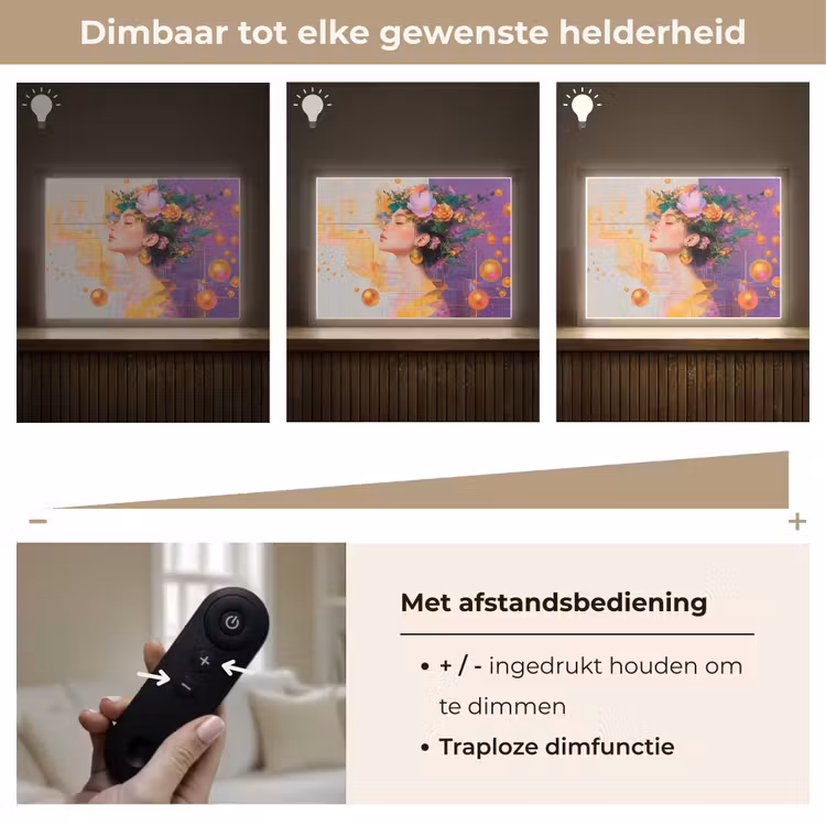 Lightbox - Wandlamp - Abstract - Vrouw - Bloemenkroon - Goud — 9