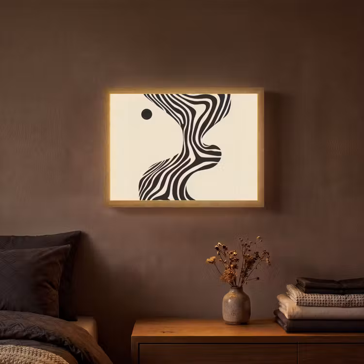Lightbox - Wandlamp - Beige - Lijnen - Golvend - Abstract — 3
