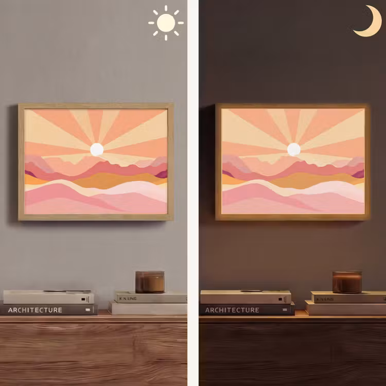 Lightbox - Wandlamp - Bergen - Abstract - Zonnestralen - Roze — 6