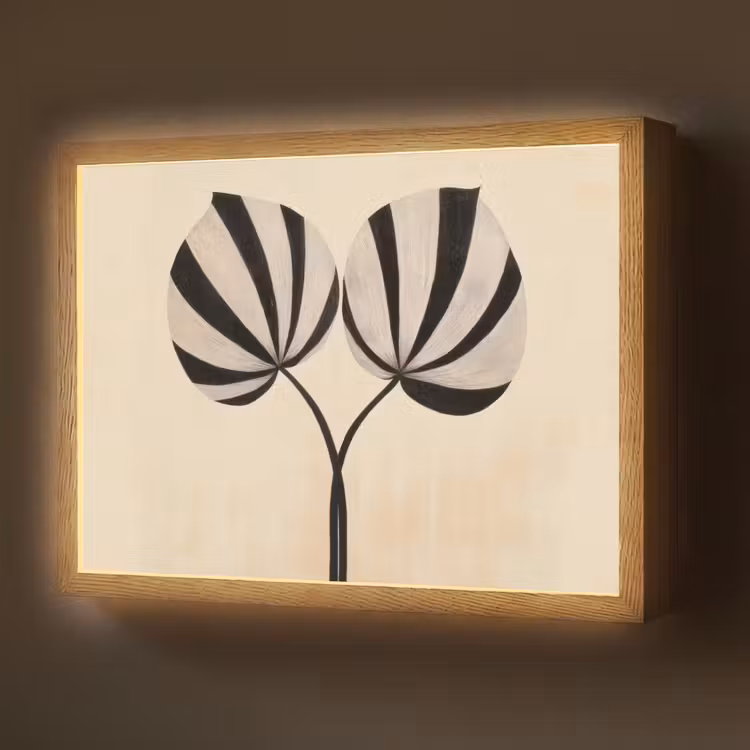 Lightbox - Wandlamp - Bladeren - Gestreept - Stengel - Beige — 1