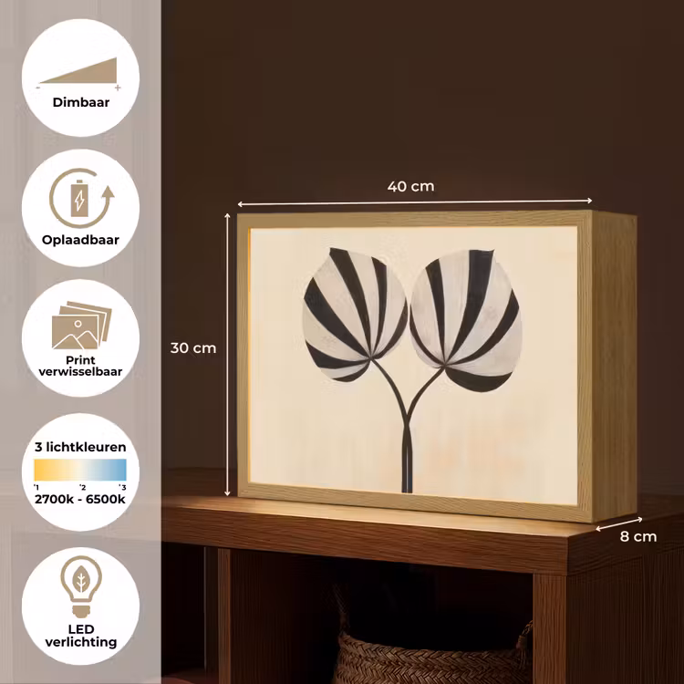 Lightbox - Wandlamp - Bladeren - Gestreept - Stengel - Beige — 10