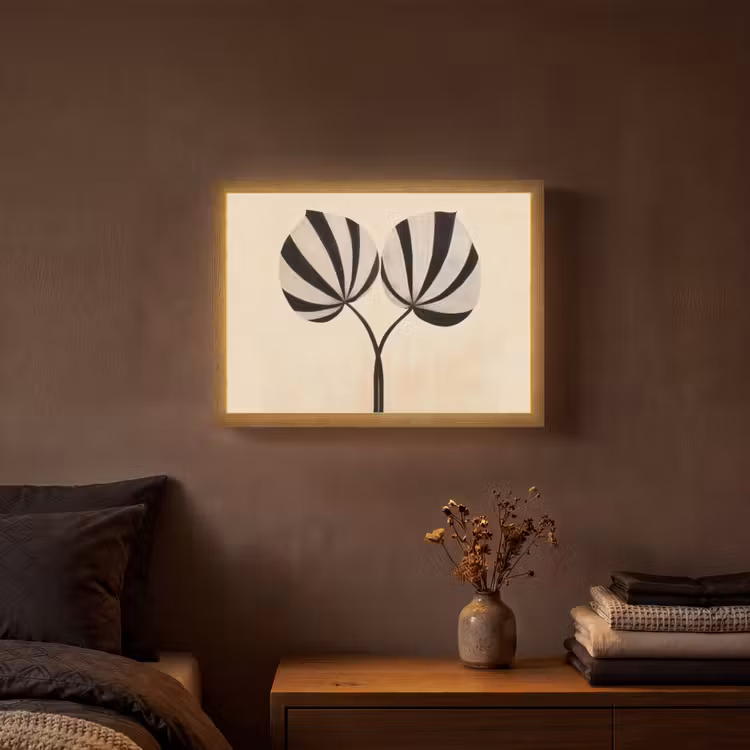 Lightbox - Wandlamp - Bladeren - Gestreept - Stengel - Beige — 3