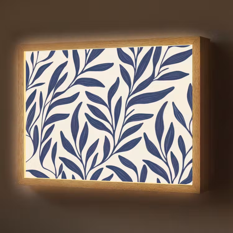 Lightbox - Wandlamp - Bladeren - Klimop - Donkerblauw — 1