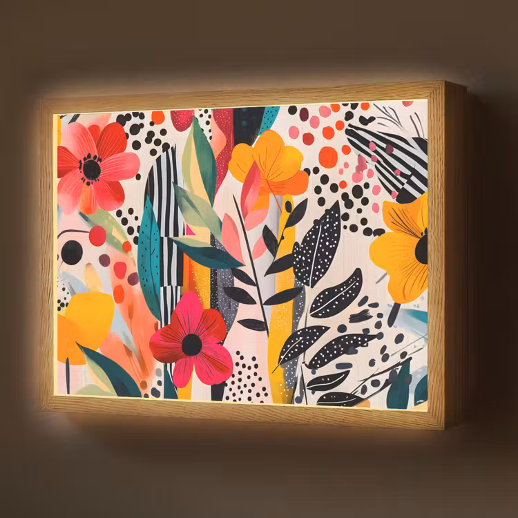 Lightbox - Wandlamp - Bloemen - Bladeren - Abstract - Kleurrijk — 1