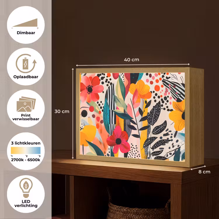 Lightbox - Wandlamp - Bloemen - Bladeren - Abstract - Kleurrijk — 10