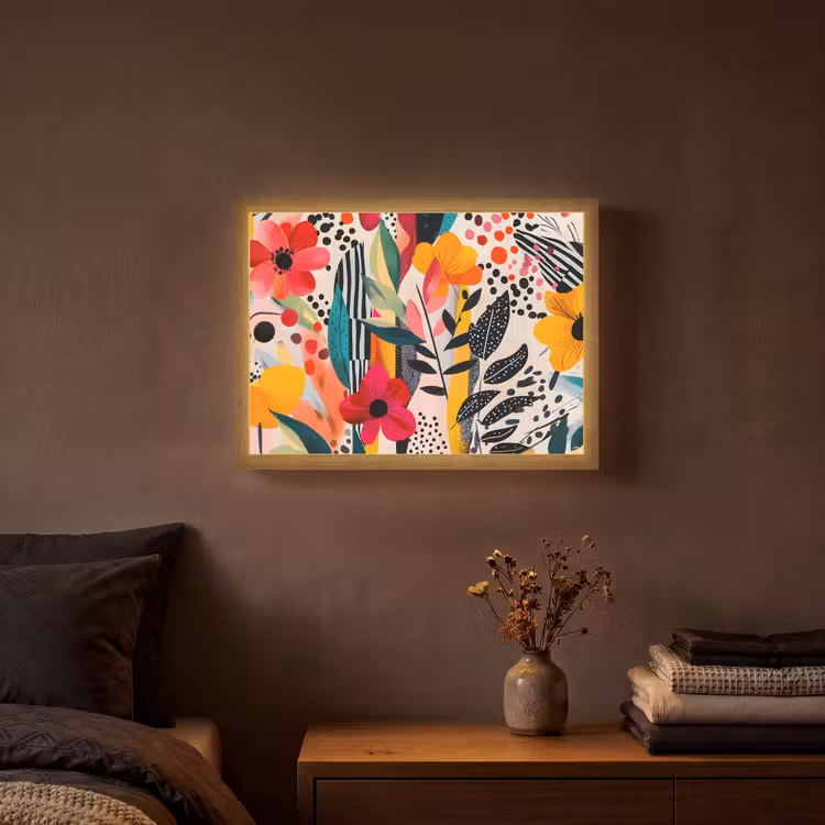 Lightbox - Wandlamp - Bloemen - Bladeren - Abstract - Kleurrijk — 3