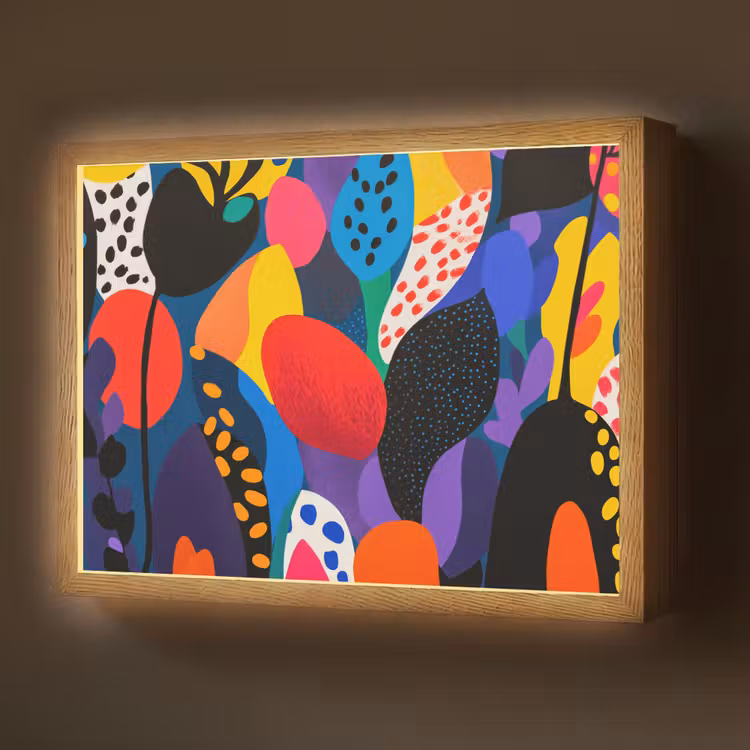 Lightbox - Wandlamp - Bloemen - Bladeren - Abstract - Rood — 1