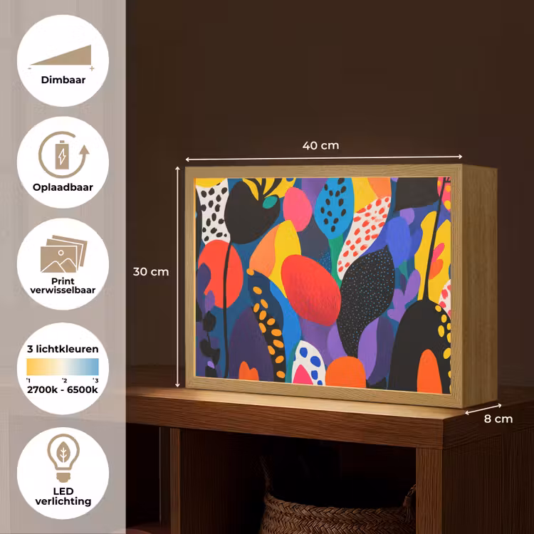 Lightbox - Wandlamp - Bloemen - Bladeren - Abstract - Rood — 10