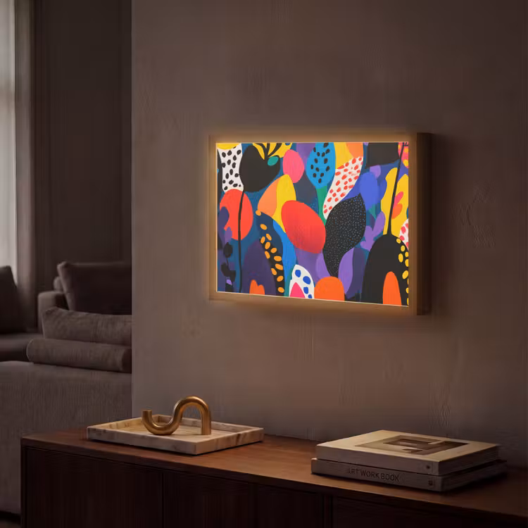 Lightbox - Wandlamp - Bloemen - Bladeren - Abstract - Rood — 2