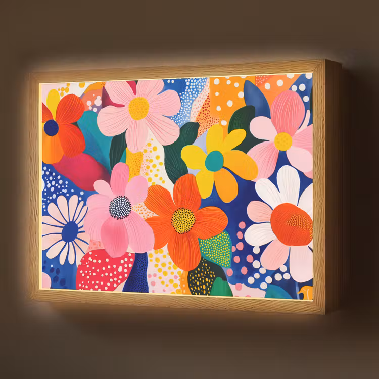 Lightbox - Wandlamp - Bloemen - Kleurrijk - Stippen — 1