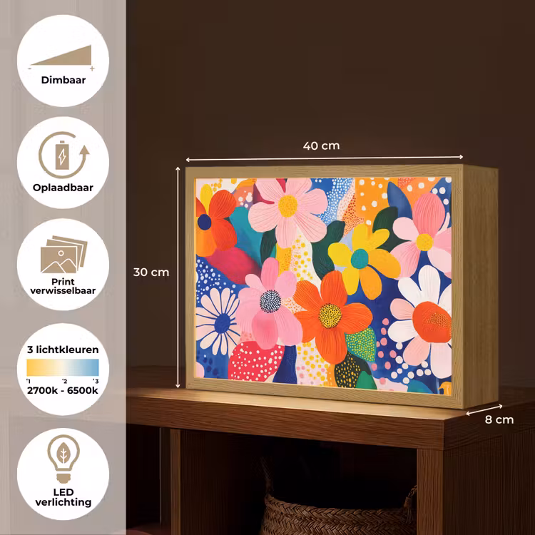 Lightbox - Wandlamp - Bloemen - Kleurrijk - Stippen — 10