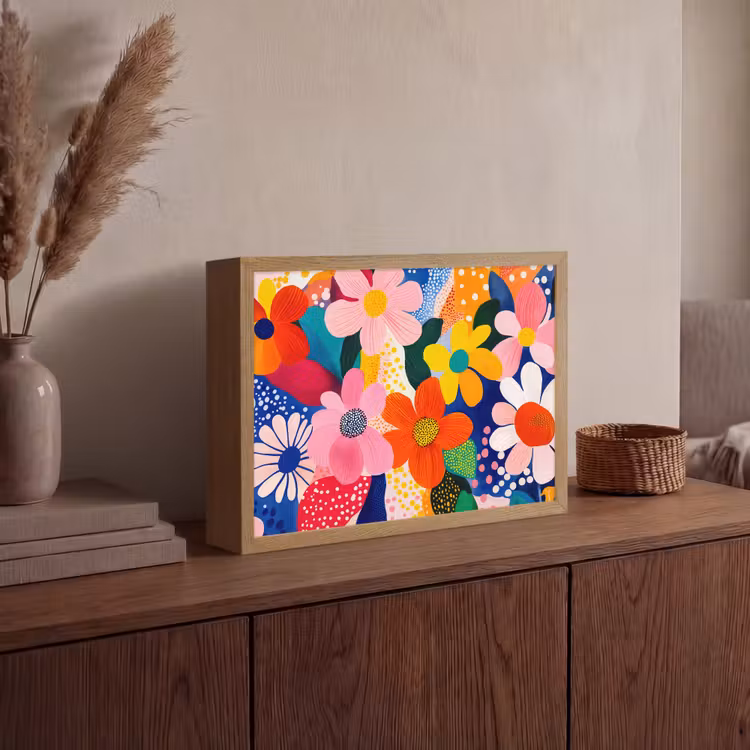 Lightbox - Wandlamp - Bloemen - Kleurrijk - Stippen — 4