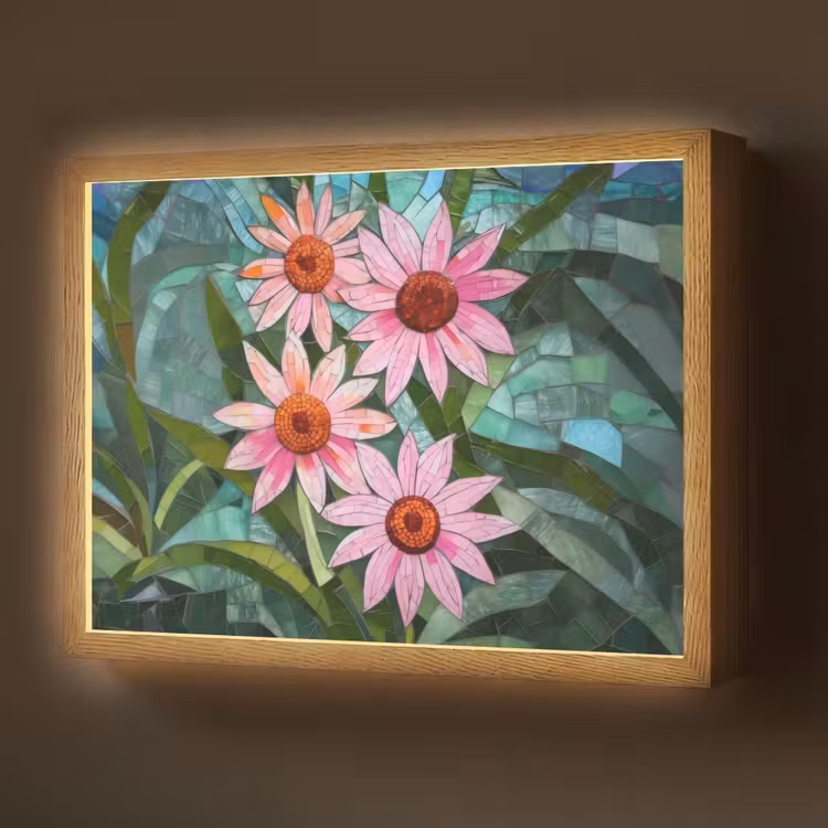Lightbox - Wandlamp - Bloemen - Roze - Glasmozaïek — 1