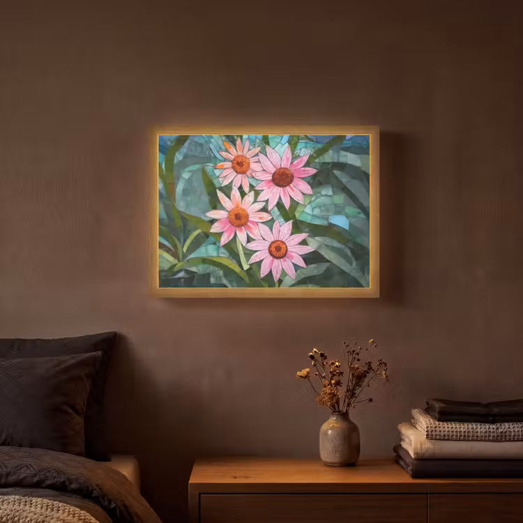 Lightbox - Wandlamp - Bloemen - Roze - Glasmozaïek — 3