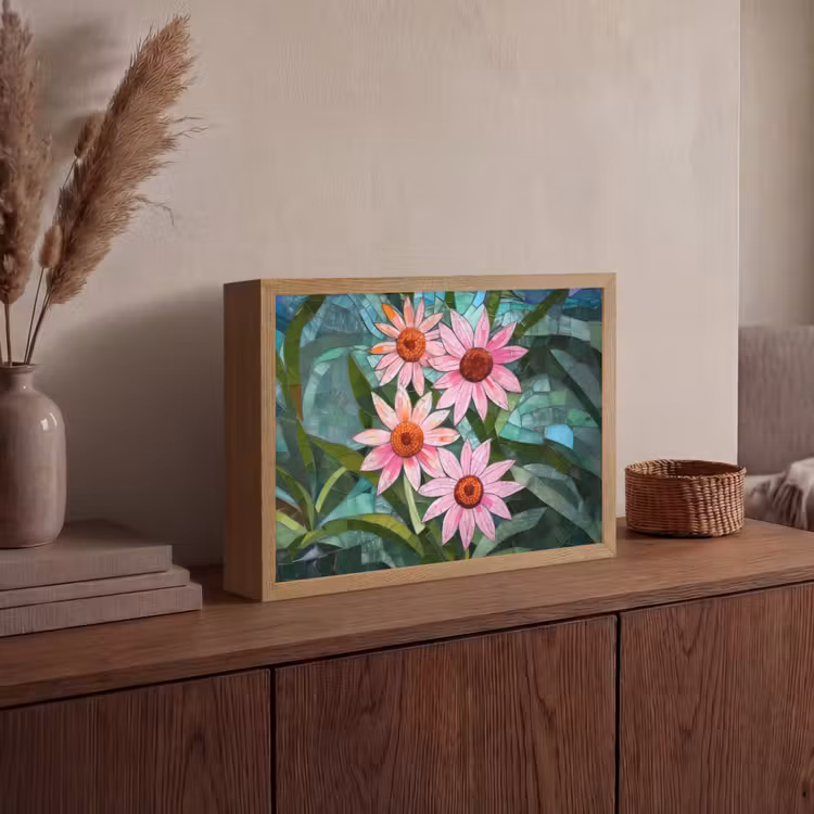 Lightbox - Wandlamp - Bloemen - Roze - Glasmozaïek — 4