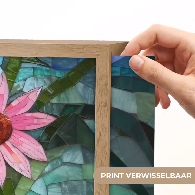 Lightbox - Wandlamp - Bloemen - Roze - Glasmozaïek — 5