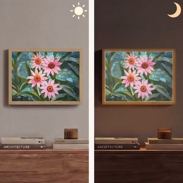 Lightbox - Wandlamp - Bloemen - Roze - Glasmozaïek — 6