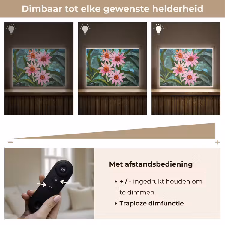 Lightbox - Wandlamp - Bloemen - Roze - Glasmozaïek — 9