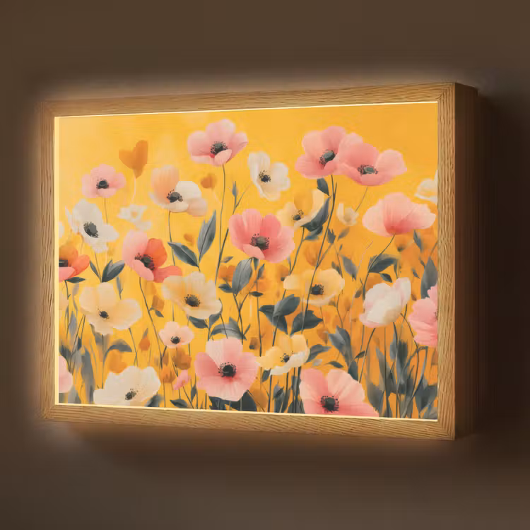 Lightbox - Wandlamp - Bloemen - Veld - Geel — 1
