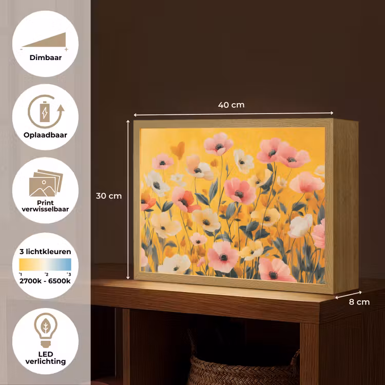 Lightbox - Wandlamp - Bloemen - Veld - Geel — 10