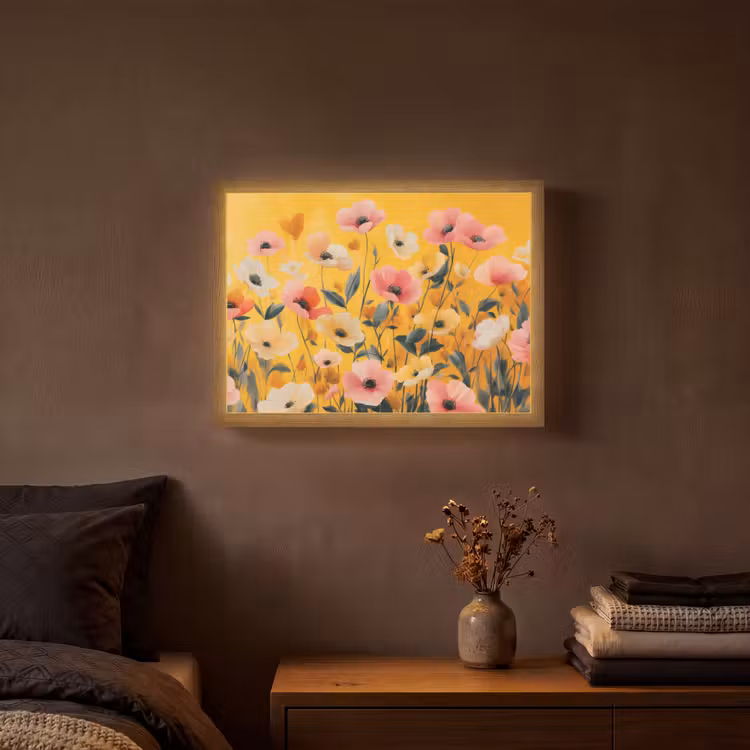 Lightbox - Wandlamp - Bloemen - Veld - Geel — 3