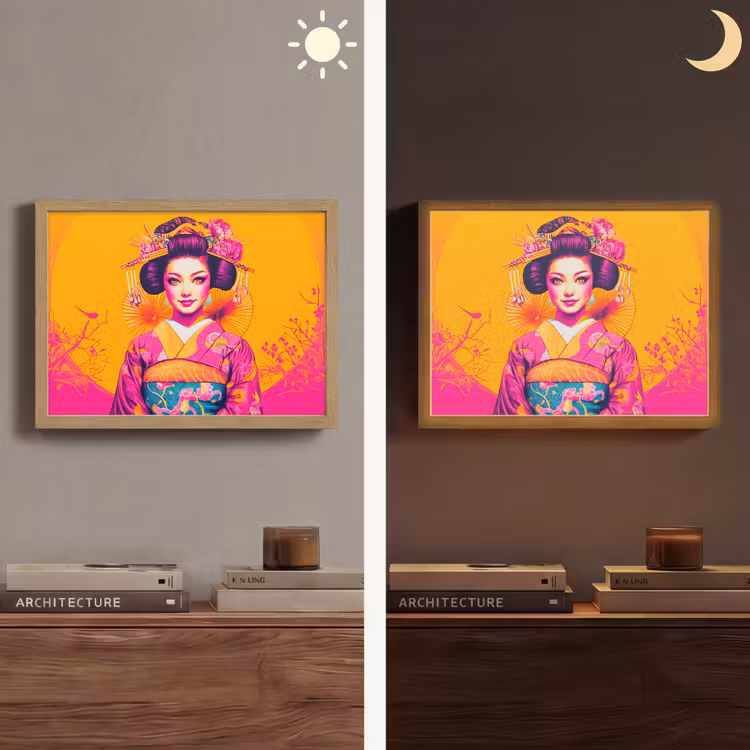 Lightbox - Wandlamp - Bloemen - Vrouw - Kimono - Roze — 6